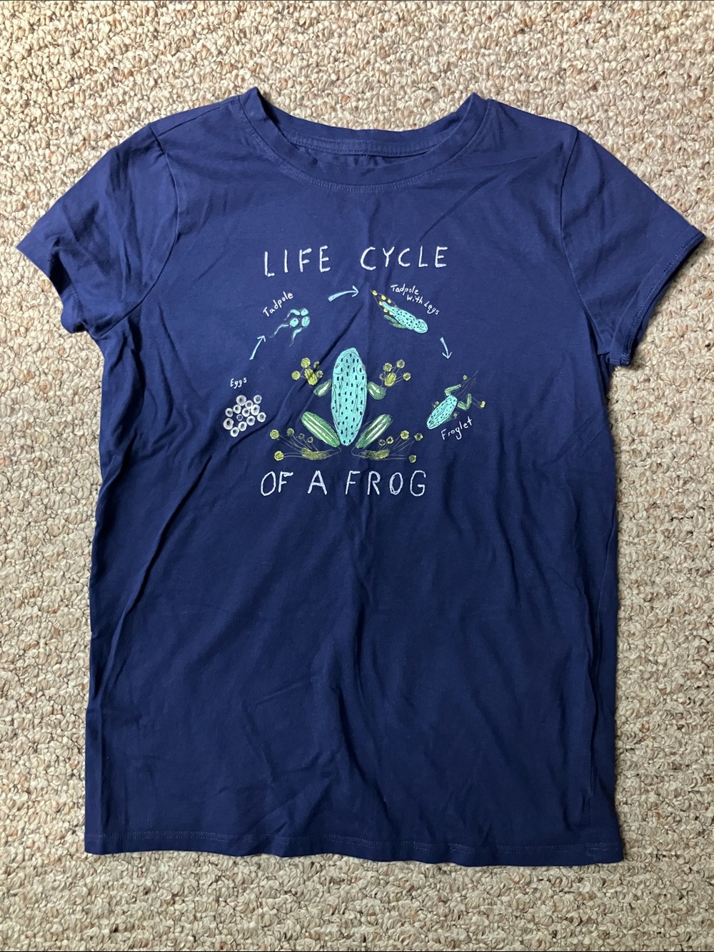Cat and Jack Life Cycle of a Frog Graphic Tee - Navy Sz 10/12